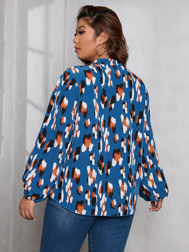 Finjani Ženska bluza većih veličina Cvjetni print s rukavima, ležerna odjeća s V-izrezom za jesen Novo