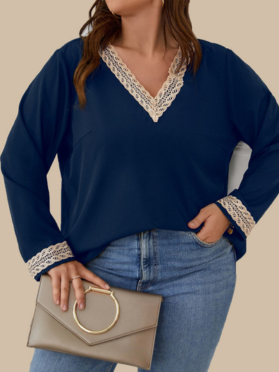 Finjani Îmbrăcăminte pentru femei Bluze Plus Size Burgundy Tricouri elastice slim Fit Top cu decolteu în V din poliester de înaltă calitate