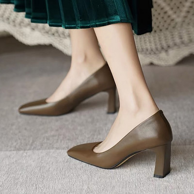 Nauji moteriški „Pumps“ kvadratiniai pirštai „Valčių batai“ aukštakulniai biuro moteriški batai moterims „Basic Pump Slip on Concise zapatos mujer 9721N“