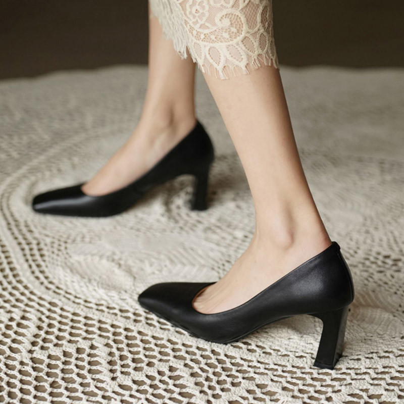 Nauji moteriški „Pumps“ kvadratiniai pirštai „Valčių batai“ aukštakulniai biuro moteriški batai moterims „Basic Pump Slip on Concise zapatos mujer 9721N“
