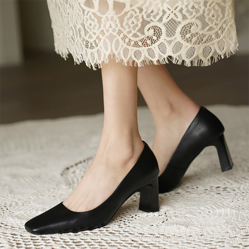 Nauji moteriški „Pumps“ kvadratiniai pirštai „Valčių batai“ aukštakulniai biuro moteriški batai moterims „Basic Pump Slip on Concise zapatos mujer 9721N“