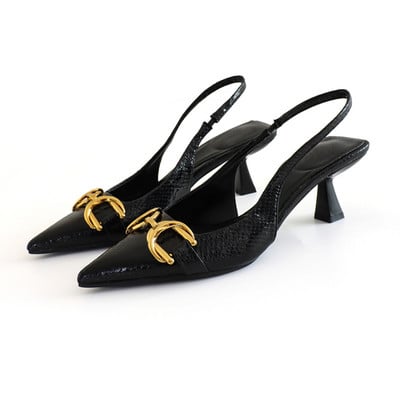 TRAF Dámske čierne vysoké podpätky, módne kamienkové lodičky, ležérne, párty, slingbacks, jehlové podpätky, dámske svadobné elegantné sandále