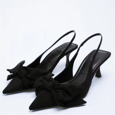 TRAF Dámske čierne vysoké podpätky, módne kamienkové lodičky, ležérne, párty, slingbacks, jehlové podpätky, dámske svadobné elegantné sandále