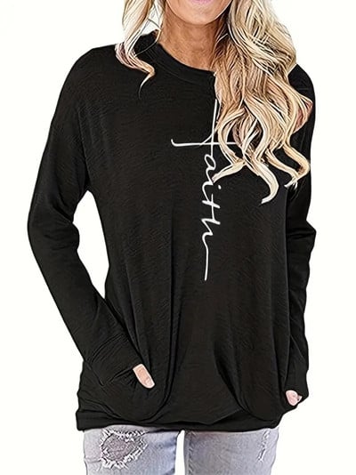 Dámska blúzka pre jeseň a zimu 2023, ležérna, s krížovou potlačou, dlhým rukávom, okrúhlym výstrihom, stredne elastickým ležérnym tričkom, veľkosť 5XL