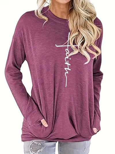 Dámska blúzka pre jeseň a zimu 2023, ležérna, s krížovou potlačou, dlhým rukávom, okrúhlym výstrihom, stredne elastickým ležérnym tričkom, veľkosť 5XL
