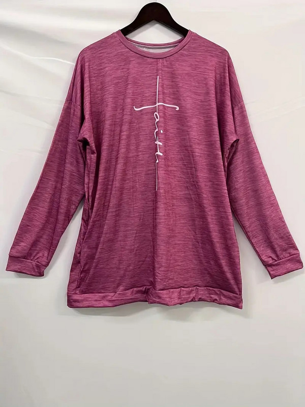 Dámska blúzka pre jeseň a zimu 2023, ležérna, s krížovou potlačou, dlhým rukávom, okrúhlym výstrihom, stredne elastickým ležérnym tričkom, veľkosť 5XL