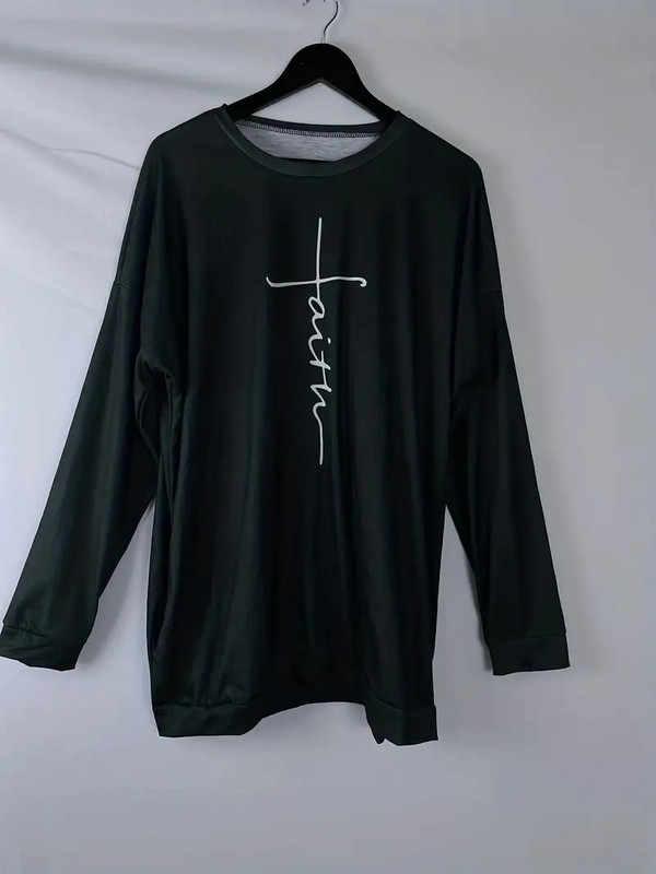 Dámska blúzka pre jeseň a zimu 2023, ležérna, s krížovou potlačou, dlhým rukávom, okrúhlym výstrihom, stredne elastickým ležérnym tričkom, veľkosť 5XL