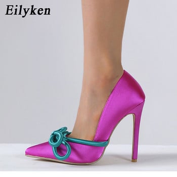 Eilyken 2023 Нови обувки Помпи Дамски модни копринени пеперуди с възел Секси остри пръсти Стриптизьорски токчета Парти женски сандали