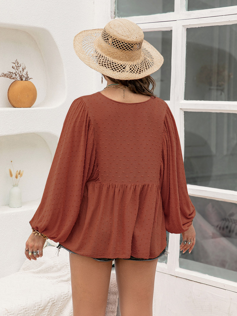 "Rusttydustty ženska ležerna majica veće veličine, jednobojna bluza košulja"