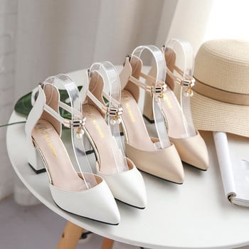 Летни дамски обувки Помпи с остри пръсти Рокля с високи токчета Лодка Сватба Tenis Feminino отстрани със сандали Zapatos Mujer Wedding 2021