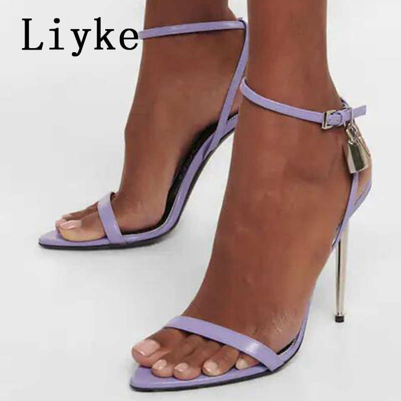 Liyke Ljetne nove plave traper ženske sandale Modne otvorene prste na gležanj s kopčom za gležnjeve i remen na visoke pete Vjenčane cipele za striptizete Pumpice