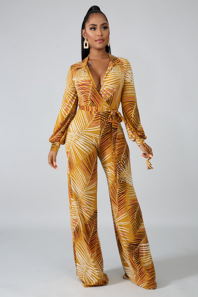 Moteriškas, 2021 m. skaitmeninio spausdinimo juostelės kombinezonas, moteriškas kombinezonas su V kaklu, ilgomis rankovėmis, laisvalaikio, ilga juosta, rudens kombinezonas