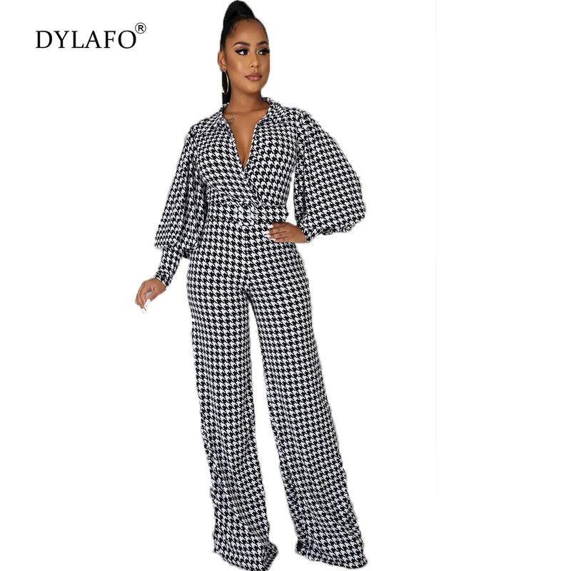 Moteriškas, 2021 m. skaitmeninio spausdinimo juostelės kombinezonas, moteriškas kombinezonas su V kaklu, ilgomis rankovėmis, laisvalaikio, ilga juosta, rudens kombinezonas