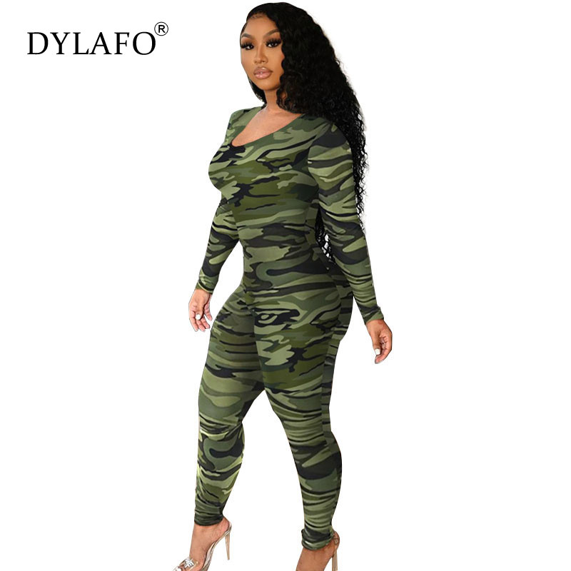 Moteriškos ilgos rankovės seksualus žemo kirpimo, didelio dydžio, pririštas tuščiaviduris, plonas spausdinimo kombinezonas vakarėliui, naktinio klubo mados pagunda