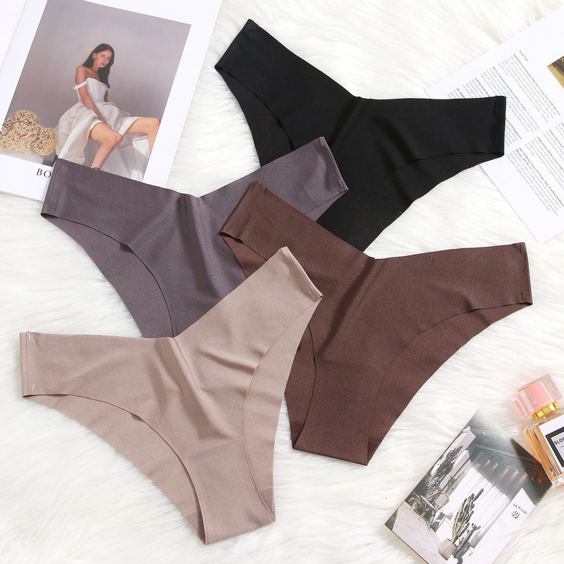 Seksualūs bikini moteriškos ledinės šilko kelnaitės Besiūlės vientisos moteriškos apatinės kelnaitės Žemo aukščio, didelio elastingumo, minkštos moteriškos kelnaitės, madingi apatiniai