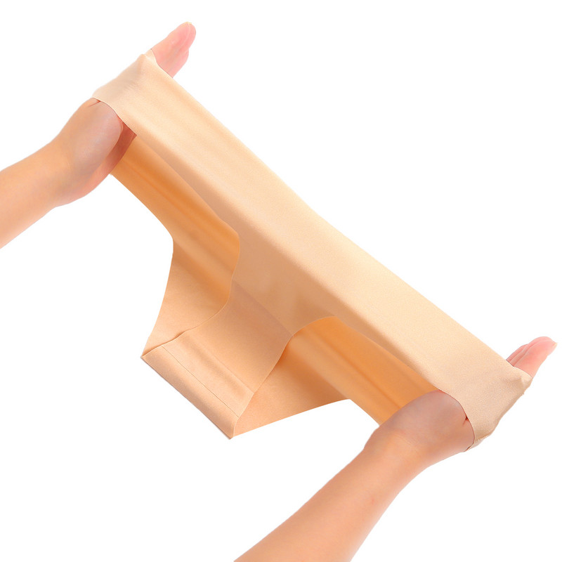 Seksualūs bikini moteriškos ledinės šilko kelnaitės Besiūlės vientisos moteriškos apatinės kelnaitės Žemo aukščio, didelio elastingumo, minkštos moteriškos kelnaitės, madingi apatiniai