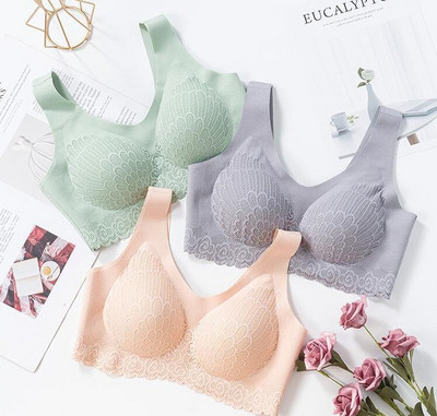 3 vnt. nėrinių latekso liemenėlė, besiūlė be plieno žiedų surinkimo sportinė liemenėlė Beauty nugaros liemenėlė, nuimamas paminkštinimas