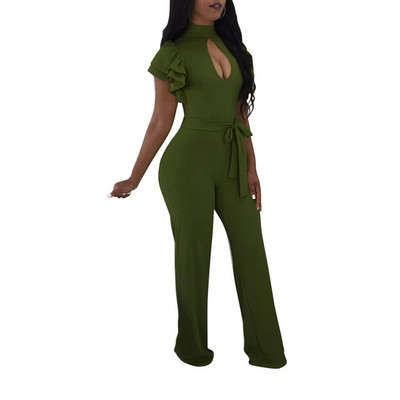 Ljetni kombinezoni Vestido Kombinezoni kratkih rukava s volanima Ženski kombinezon Elegantne ženske hlače širokih nogavica Ženski seksi puni bodi