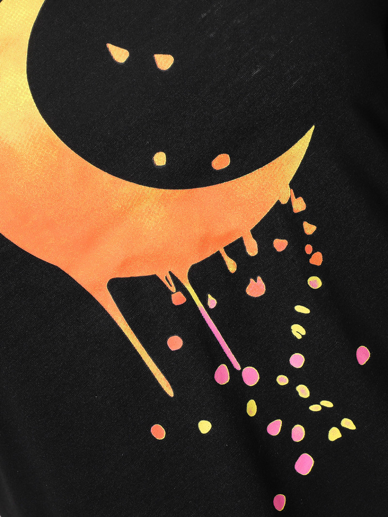 Finjani crna ženska majica kratkih rukava Mjesečev temperament Popularna Ljetna majica s printom s okruglim izrezom Široke majice velikih veličina