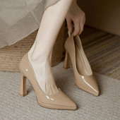 Nove ženske cipele na visoke potpetice, kožne cipele sa šiljatim vrhovima i platformom, gole cipele s visokim potpeticama, crne osnovne cipele na štikle Zapatos Mujer 1304N