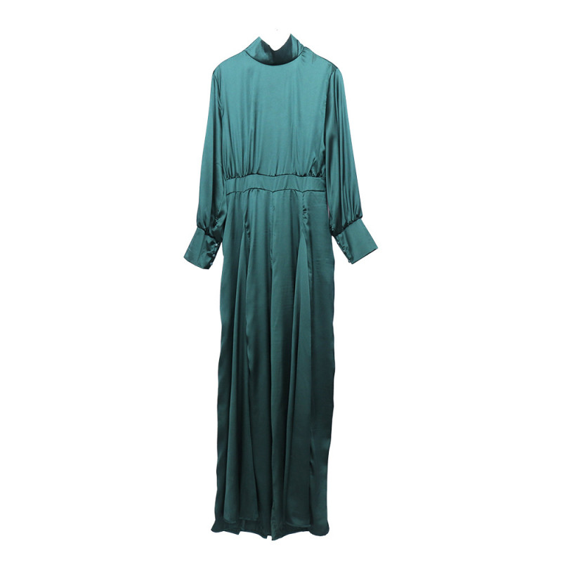 Europska američka moda Ženski jesenski novi stil Ženski kombinezon dugih rukava Zvonaste hlače Satenski kombinezon visokog struka Jednobojni