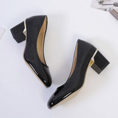 Nauji Moteriški Siurbliai Lakinė Oda Aukštakulniai Valties Batai Auksiniai Kulnai Ol Office Lady Batai Basic Pump Juoda Pavasario Rudens Rožinė 1176N