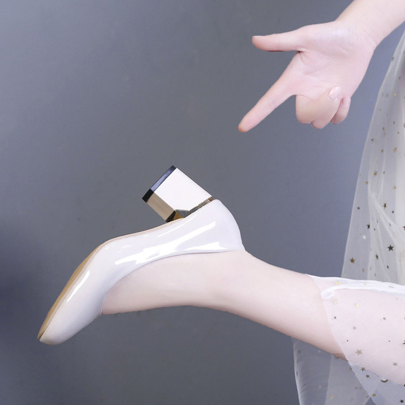 Nauji Moteriški Siurbliai Lakinė Oda Aukštakulniai Valties Batai Auksiniai Kulnai Ol Office Lady Batai Basic Pump Juoda Pavasario Rudens Rožinė 1176N