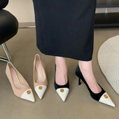 Nauji moteriški suknelių batai, balti pirštai, smailianosiai, smailianosiai, aukštakulniai, slydimo batai, skirti moteriškam rudeniui 1644N