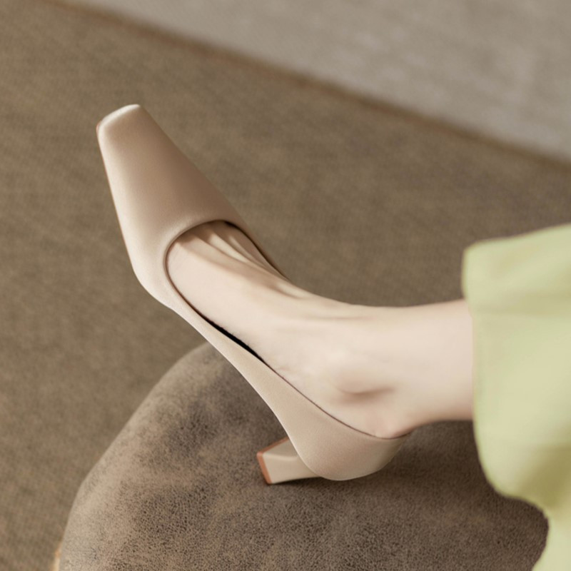 Γυναικείες βασικές αντλίες Flock ψηλοτάκουνα παπούτσια βάρκας Μαύρα ρηχά παπούτσια φορέματος Νέα συνοπτική αντλία Zapatos Mujer Άνοιξη Φθινόπωρο 1654N