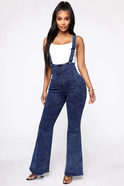 2020 salopete din denim pentru femei, blugi elastici cu picioare late, curea de modă, blugi lungi cu talie înaltă, pantaloni evazați, salopetă, blugi albaștri, salopete