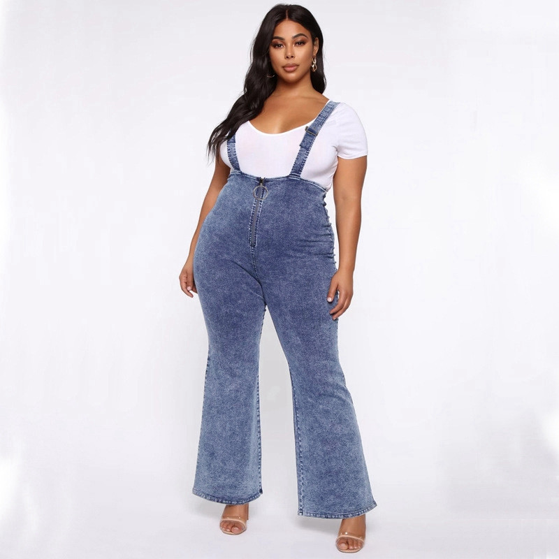 2020 salopete din denim pentru femei, blugi elastici cu picioare late, curea de modă, blugi lungi cu talie înaltă, pantaloni evazați, salopetă, blugi albaștri, salopete