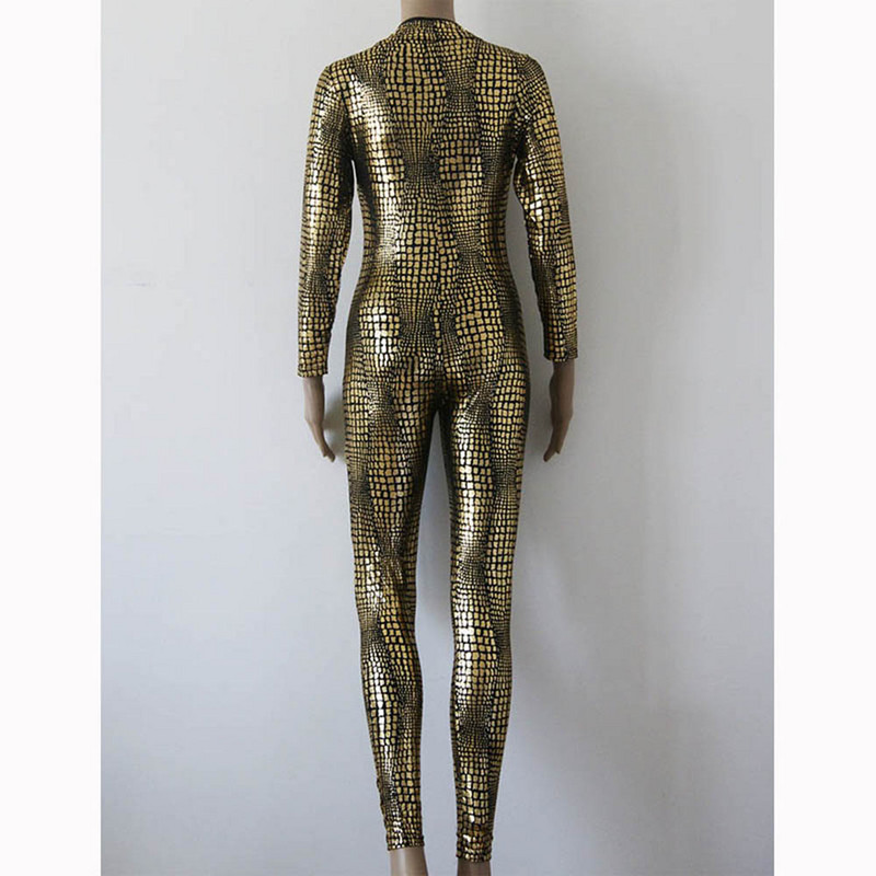 Ženski kombinezon s krokodilskim uzorkom Fesish od umjetne kože s prednjim patentnim zatvaračem Vinly Catsuit bez leđa Klubski kostim Kožni kombinezon