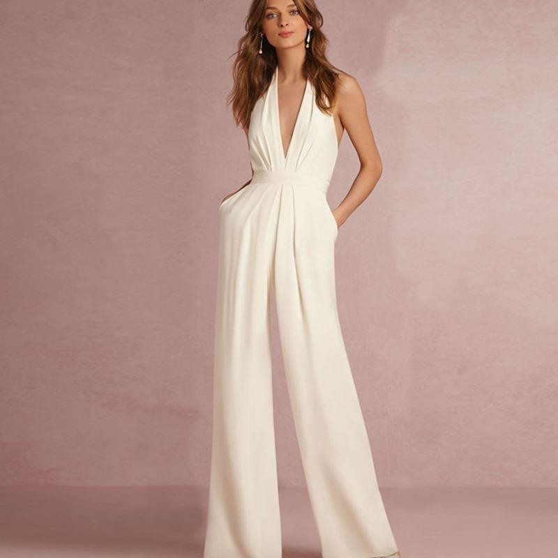 Žemo kirpimo apynasris V kaklo plačios kojos Maxi grindų ilgio kombinezonas moterims be rankovių šliaužtinukai be nugaros, elegantiškas kombinezonas vasaros biurui