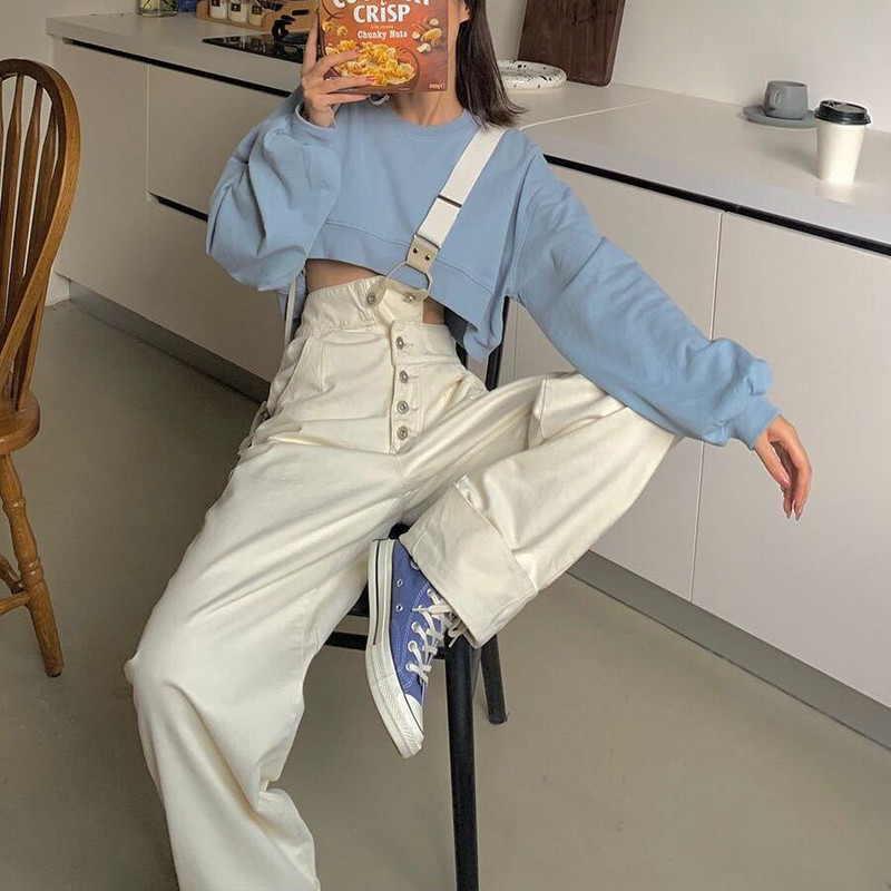 Ženski kombinezoni Traper Novi dizajn Asimetrične naramenice s visokim strukom Pugmad Cool Streetwear Chic Trendy Loose Ulzzang