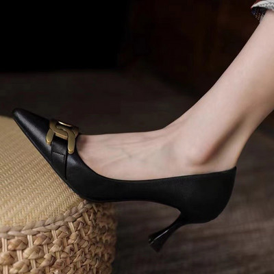 Ženske cipele s visokom petom Brodske cipele s metalnim lancem Dizajnerske cipele s visokom potpeticom Cipele na visoku petu Ženske plitke jednostruke cipele 9828N