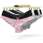 3 dalių išvalomos leopardinės kelnaitės, moteriškos kelnaitės Seksualios nėriniuotos medvilninės apatinės kelnaitės, mielos kelnaitės moterims SL apatinis trikotažas