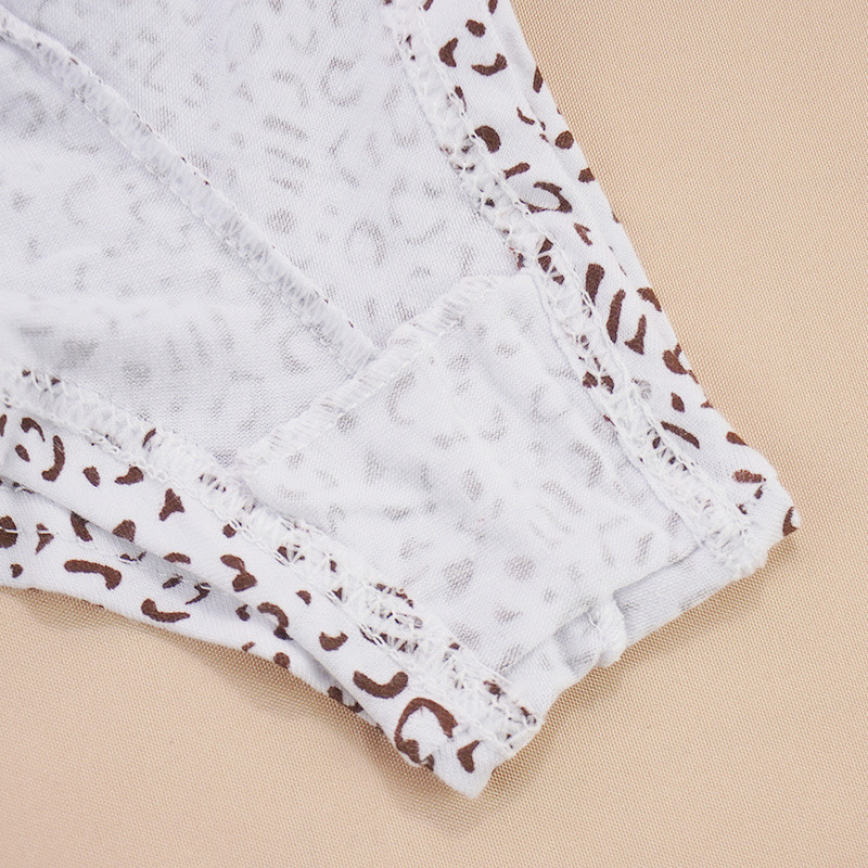 3 dalių išvalomos leopardinės kelnaitės, moteriškos kelnaitės Seksualios nėriniuotos medvilninės apatinės kelnaitės, mielos kelnaitės moterims SL apatinis trikotažas