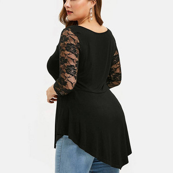 Plus Size 5XL Floral δαντέλα Hollow Out Sexy Tunic μπλούζα γυναικεία πουκάμισο Άνοιξη Φθινόπωρο Μεγάλο Μπλούζες Βολάν Ακανόνιστες Μπλούζα