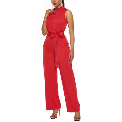 Salopetă pentru femei Pantaloni largi ocazional cu garnitură de vară Salopete fără mâneci Combi pantaloni maxi sexy siamezi La modă