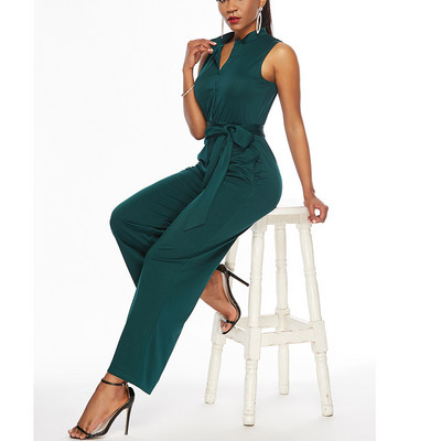 Salopetă pentru femei Pantaloni largi ocazional cu garnitură de vară Salopete fără mâneci Combi pantaloni maxi sexy siamezi La modă