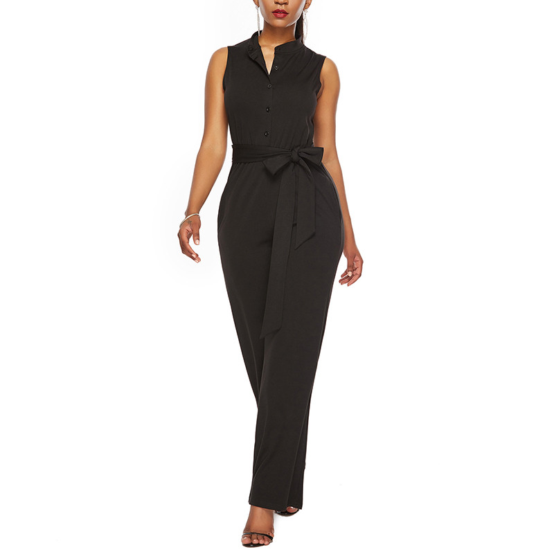 Salopetă pentru femei Pantaloni largi ocazional cu garnitură de vară Salopete fără mâneci Combi pantaloni maxi sexy siamezi La modă