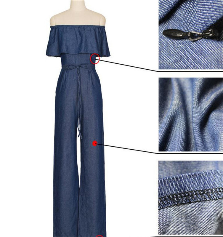 Dámske džínsy s voľnými nohavicami, široké nohavice, overaly sú obľúbené v Európe a Amerike, sexy, bez rukávov s lotosovým okrajom a utieraním pŕs