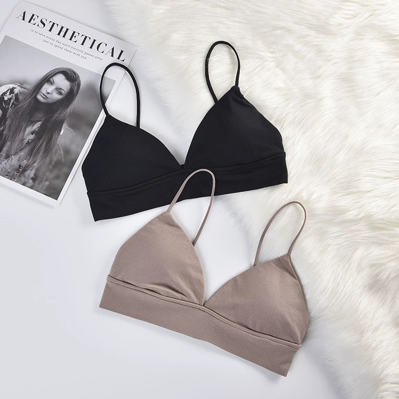 2022 új nyári női melltartó francia háromszög cső felső szexi varrat nélküli melltartó Camisole vezeték nélküli, hát nélküli fehérnemű Bralette