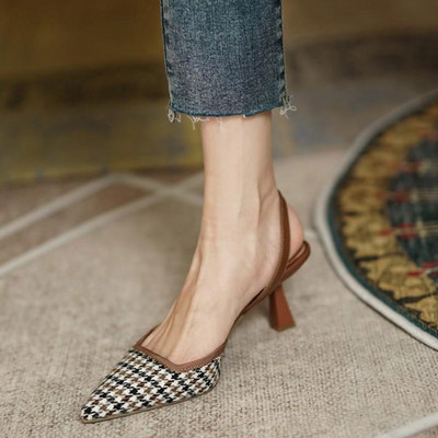 Moteriškos siurblys Slingbacks Smailianosiai Sandalai Plaidai Vidutiniai aukštakulniai Suknelės Batai OL Biuro moteriški Batai Moteriški dizaineriai 9771N