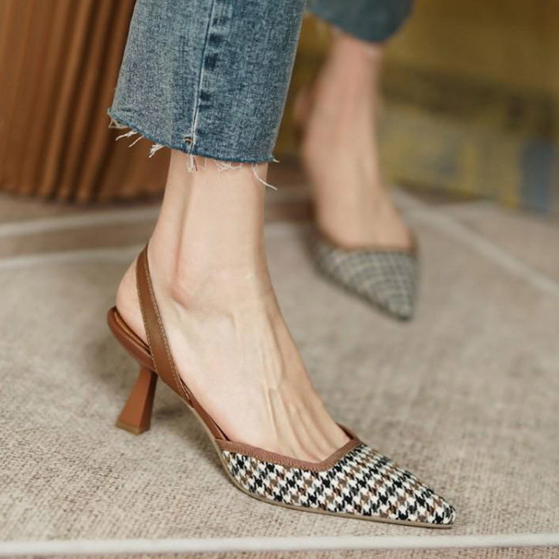 Moteriškos siurblys Slingbacks Smailianosiai Sandalai Plaidai Vidutiniai aukštakulniai Suknelės Batai OL Biuro moteriški Batai Moteriški dizaineriai 9771N