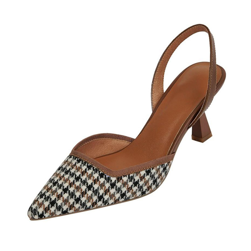 Moteriškos siurblys Slingbacks Smailianosiai Sandalai Plaidai Vidutiniai aukštakulniai Suknelės Batai OL Biuro moteriški Batai Moteriški dizaineriai 9771N