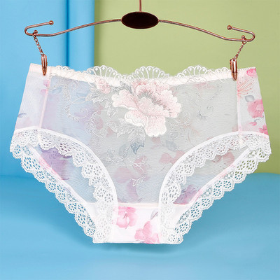 Chiloți marimi mari, sexy, din dantelă, fără sudură, cu flori, broderii, slip transparent, prietenos cu pielea, lenjerie feminină