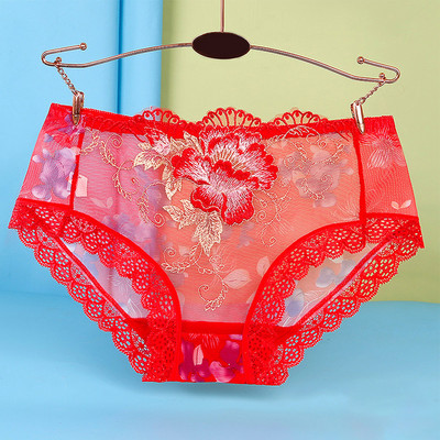 Chiloți marimi mari, sexy, din dantelă, fără sudură, cu flori, broderii, slip transparent, prietenos cu pielea, lenjerie feminină