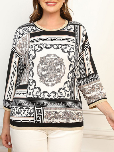 Pulover de mărime mare pentru femei Pulover șic de primăvară elegant pentru femei dolofane Pulover de modă din bumbac