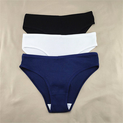 3kom/pakiranje M-XXL Jednostavne rebraste pamučne gaćice Žensko pakiranje Seksi gaćice veće veličine Žensko udobno donje rublje Gaćice Donje rublje